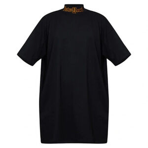PrettyLittleThing Black High Neck New York Embroidered T Shirt Dress